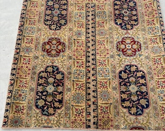 Turkish Rug, Vintage Rug, 3x3 ft Small Rugs, Antique Oushak Rugs, Rugs For Bathroom, 2.9x3 ft Green Rug, Home Decor Rugs, Cute Entry Rug,