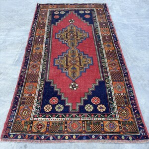 Vintage Rug, Area Rugs, Turkish Rug, Anatolian Rug, Rugs For Living Room, 3.8x6.9 ft Pink Rug, Kitchen Rug, Turkish Area Rug,