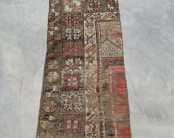 Vintage Rug, 2x4 Ft Small Rug, Turkish Rug, Anatolian Rug