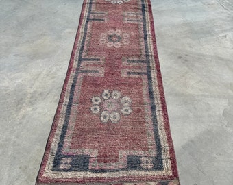 Turkish Rug, Runner Rugs, Vintage Rug, Herki Rug, Anatolian Rug, Rugs For Hallway, 2.8x9.9 ft Pink Rug, Colorful Rugs, Turkish Runner Rug,