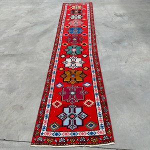 Alfombra Herki, Alfombra Turca, Alfombra Vintage, Alfombra de Pasillo de 90 x 3,6 m, Alfombra Anatolia, Alfombras para Escaleras, Alfombra Roja de 0,75 x 3,5 m, Alfombra de Cocina, Alfombra de Lana Hecha a Mano.