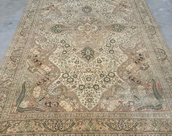 7x10 ft Large Rugs, Turkish Kaiseri Rug, Vintage Rug, Antique Rug, Rugs For Bedroom, 6.5x9.2 ft Beige Rug, Anatolian Rug, Large Vintage Rug,