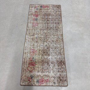 2x4 Small Rug, Turkish Rug, Vintage Rug, Anatolian Rug, Rugs For Bathroom, 1.7x4 ft Brown Rug, Vintage Turkish Rug, Wool Door Mat,