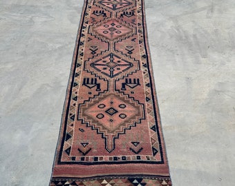 Turkish Rug, Vintage Rug, Runner Rug, Herki Rug, Antique Hallway Rugs, Rugs For Stair, 2.4x9.7 ft Pink Rug, Antique Rugs, Oushak Runner Rug,