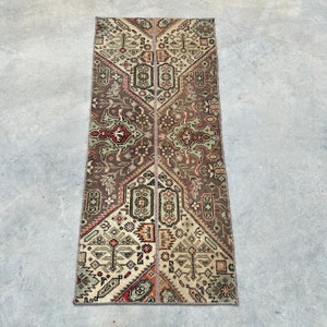 Turkish Rug, Small Rug, Vintage Rug, Anatolian Rug, Rugs For Entry, 1.7x4.1 ft Purple Rug, Oriental Rug, Handwoven Door Mat,