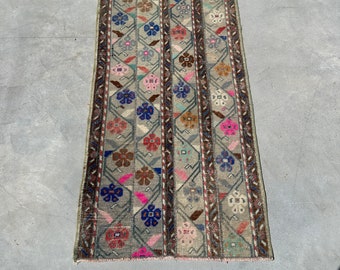 Turkish Rug, Vintage Rug, Small Rugs, Patchwork Rug, Oushak Rug, Rugs For Kitchen, 1.8x3.6 ft Pink Rug, Door Mat Rugs, Small Wool Rug,