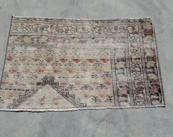 Small Rugs, Vintage Rug, Turkish Rug, Anatolian Rug, Rugs For Entry, 1.8x3 ft Beige Rug, Distressed Oushak Rugs, Small Oriental Rug,