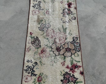 Turkish Rug, Vintage Rug, 2x3 ft Small Rug, Faded Anatolian Rug, Rugs For Entry, 1.3x2.4 ft Green Rug, Oriental Rugs, Small Oriental Rug,