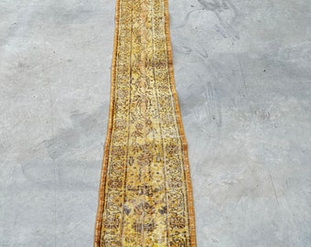 2x8 ft Runner Rugs, Patchwork Rug, Vintage Rug, Turkish Rug, Oushak Rug, Rugs For Corridor, 1.3x7.6 ft Orange Rug, Stair Rug, Oriental Rug,