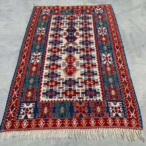 Accent Kilim, Geometric Anatolian Kilim, Turkish Kilim, Vintage Kilim, Rugs For Bedroom, Red Oushak Kilim, Organic Kilim, Kitchen Kilim,