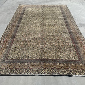 Vintage Rug, Turkish Rug, 7x10 Large Rugs, Anatolian Rugs, Rugs For Dining Room, 6.4x9.7 ft Beige Rug, Antique Rug, Large Wool Rug,