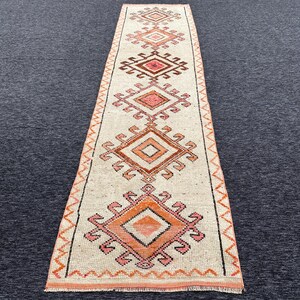 Alfombra vintage, alfombra Herki, alfombras de pasillo de 3x12, alfombra turca, alfombra anatolia, alfombras para pasillo, alfombra beige de 3x11.7 pies, alfombra turca bohemia chic.