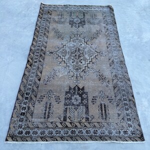 Vintage Rug, Turkish Rug, Accent Rugs, Faded Anatolian Rug, Rugs For Kitchen, 3.7x6.2 ft Brown Rug, Distressed Rugs, Vintage Decor,