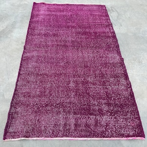 Turkish Rug, Vintage Rug, 4x7 ft Area Rug, Overdyed Anatolian Rug, Rugs For Bedroom, 4x6.7 ft Purple Rug, Oriental Rugs, Vintage Area Rug,