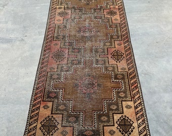 Turkish Rug, Accent Rugs, Vintage Rug, Antique Rug, Rugs For Kitchen, 3x6.6 ft Brown Rug, Decorative Wool Rugs, Entryway Rug,