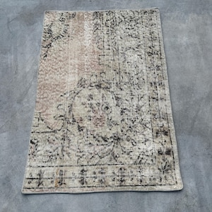 Vintage Rug, Turkish Rug, 3x4 Small Rugs, Antique Rug, Rugs For Entry, 2.3x3.3 ft Beige Rug, Ivory Flatweave Area Rug, Door Mat Cute,