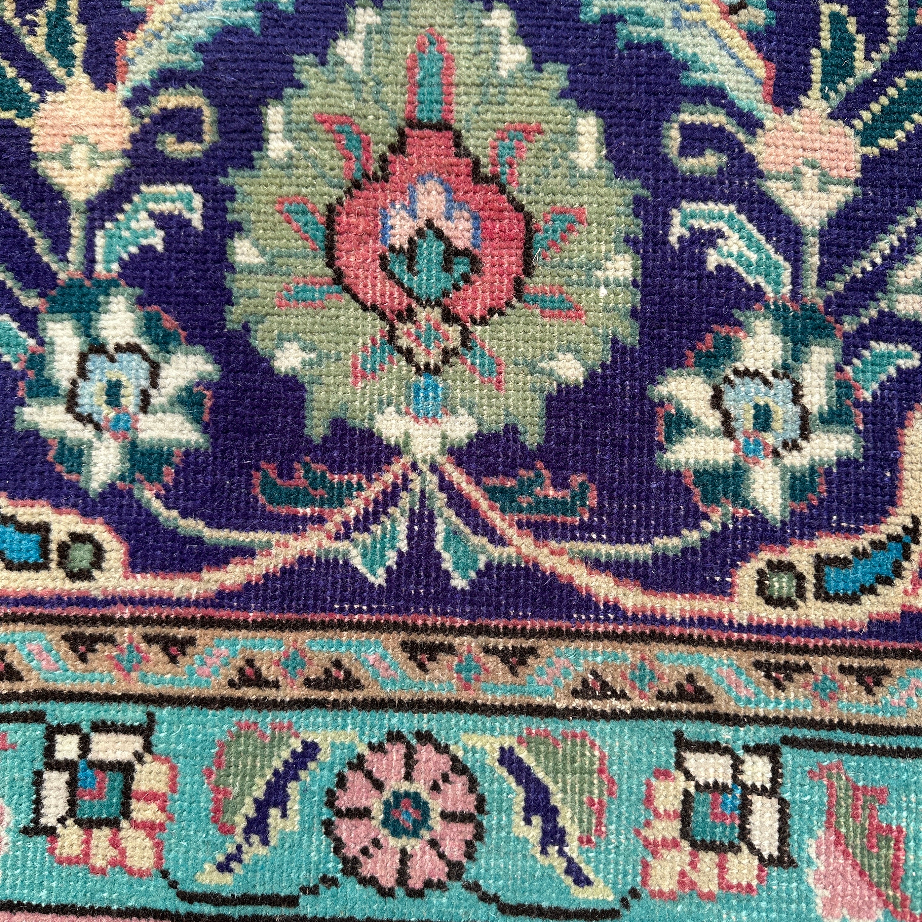 トルコ絨毯、2 x 12フィートのランナーラグ、ヴィンテージラグ、花柄