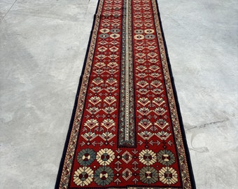 Turkish Rug, 3x13 ft Runner Rugs, Vintage Rug, Oushak Rug, Rugs For Hallway, 2.7x12.1 ft Red Rug, Anatolian Stair Rug, Vintage Runner Rug,