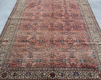 Vintage Rug, 7x10 ft Large Rugs, Turkish Rug, Antique Rugs, Rugs For Salon, 6.5x9.4 ft Red Rug, Middle East Rugs, Tribal Turkish Rug,