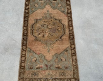 Vintage Rug, Turkish Rug, 2x4 ft Small Rugs, Anatolian Rug, Rugs For Bathroom, 1.7x3.3 ft Brown Rug, Kitchen Rugs, Modern Entry Rug,