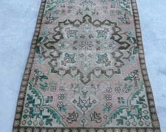 Vintage Rug, Turkish Rug, Accent Rug, Faded Anatolian Rugs, Rugs For Kitchen, 3.2x4.7 ft Beige Rug, Home Decor Rug, Vintage Decor,