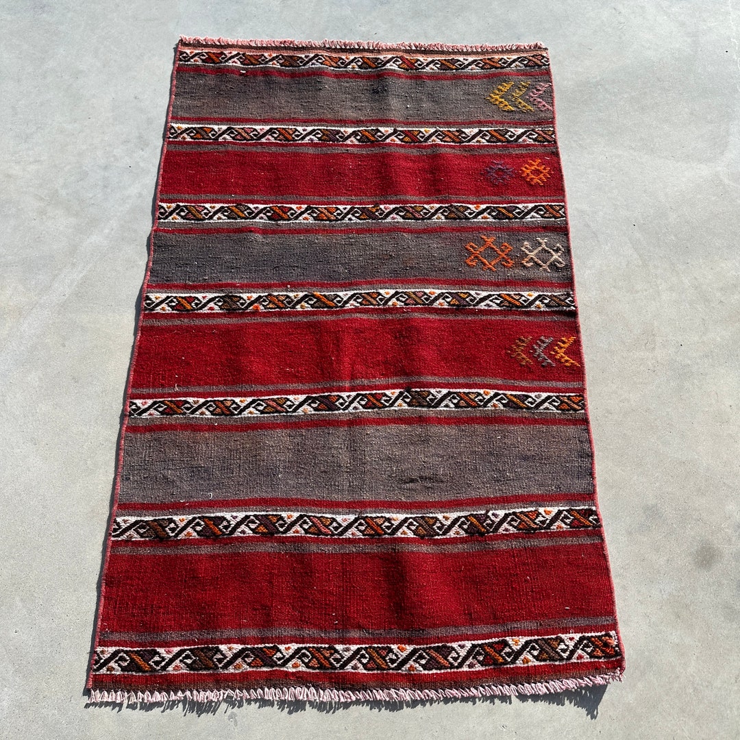 Turkish Kilim, Small Kilim, Patterned Anatolian Kilim, Vintage Kilim ...