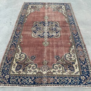 5x9 ft Area Rug, Vintage Rug, Turkish Rug, Medallion Design Oushak Rug, Rugs For Dining Room, 4.9x8.1 ft Purple Rug, Wool Salon Rug,