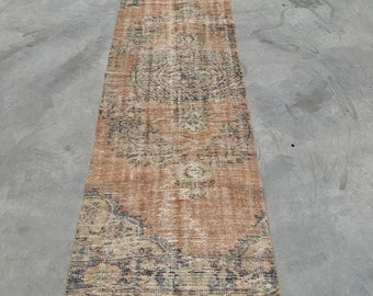 Turkish Rug, Runner Rug, Vintage Rug, Oushak Rugs, Rugs For Hallway, 2.5x8 ft Beige Rug, Faded Anatolian Rug, Tribal Turkish Rug,