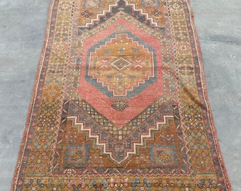 Vintage Rug, 4x6 ft Accent Rug, Turkish Rug, Oushak Rug, Rugs For Bedroom, 3.5x5.4 ft Pink Rug, Decorative Anatolian Rug, Vintage Decor,