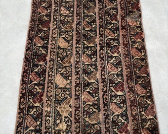 Vintage Rug, Turkish Rug, 2x3 ft Small Rugs, Antique Anatolian Rug, Rugs For Kitchen, 1.9x2.5 ft Brown Rug, Wool Rug, Small Vintage Rug,