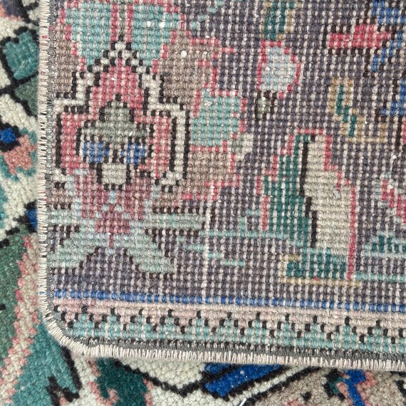 ヴィンテージ　トルコ製ランナーラグ トルコヴィンテージラグ 44.5×106 ランナーラグ 紫 グレイ くすみ