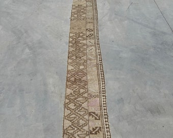 Vintage Rug, Patchwork Rug, Runner Rug, Turkish Rug, Anatolian Rug, Rugs For Hallway, 1.2x8.1 ft Beige Rug, Stair Rugs, Boho Rug Runner