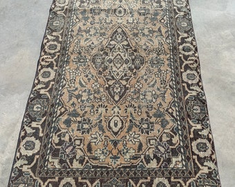 Accent Rugs, Vintage Rug, Turkish Rug, Middle East Salon Rug, Rugs For Bedroom, 3.6x5.6 ft Gray Rug, Oushak Rugs, Entryway Rug,