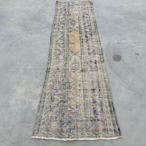 Vintage Rug, Patchwork Rug, Turkish Rug, 3x9 ft Runner Rugs, Antique Oushak Rug, Rugs For Kitchen, 2.5x8.7 ft Beige Rug, Wool Runner Rug,