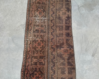 Vintage Rug, Patchwork Oushak Rug, Turkish Rug, Small Rugs, Anatolian Rug, Rugs For Bathroom, 1.5x2.8 ft Brown Rug, Home Decor Rugs,