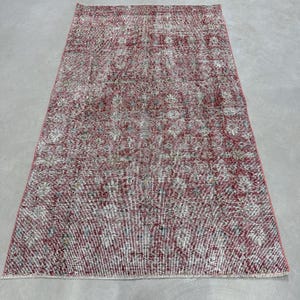 Turkish Rug, 4x7 Area Rugs, Vintage Rug, Anatolian Rug, Rugs For Dining Room, 4x7 ft Red Rug, Luxury Vintage Wool Area Rug, Boho Rug,
