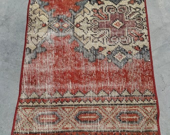 Turkish Rug, Small Rugs, Vintage Rug, Muted Anatolian Rugs, Rugs For Bathroom, 1.7x2 ft Beige Rug, Oushak Rug, Bath Mat Cute,