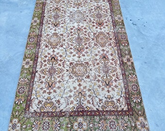 Turkish Rug, Accent Rugs, Vintage Rug, Anatolian Rug, Rugs For Bedroom, 3.5x6.5 ft Brown Rug, Wool Oushak Rugs, Vintage Decor,
