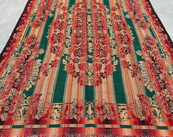 Oversize Kilim, Turkish Kilim, Vintage Kilim, Patterned Anatolian Kilim, Rugs For Salon, Flower Design Kilim, Red Kilim, Wool Kilim,