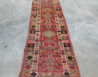 Vintage Rug, Turkish Rug, Herki Rug, 3x11 ft Runner Rugs, Antique Rugs, Rugs For Hallway, 2.8x11 ft Pink Rug, Stair Rugs, Wool Rug Runner