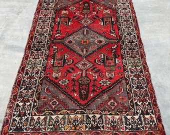 Vintage Rug, Area Rugs, Turkish Rug, Antique Anatolian Rugs, Rugs For Dining Room, 4.2x6.2 ft Red Decorative Rug, Turkish Area Rug,