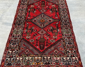 Vintage Rug, Area Rugs, Turkish Rug, Antique Anatolian Rugs, Rugs For Dining Room, 4.2x6.2 ft Red Decorative Rug, Turkish Area Rug,