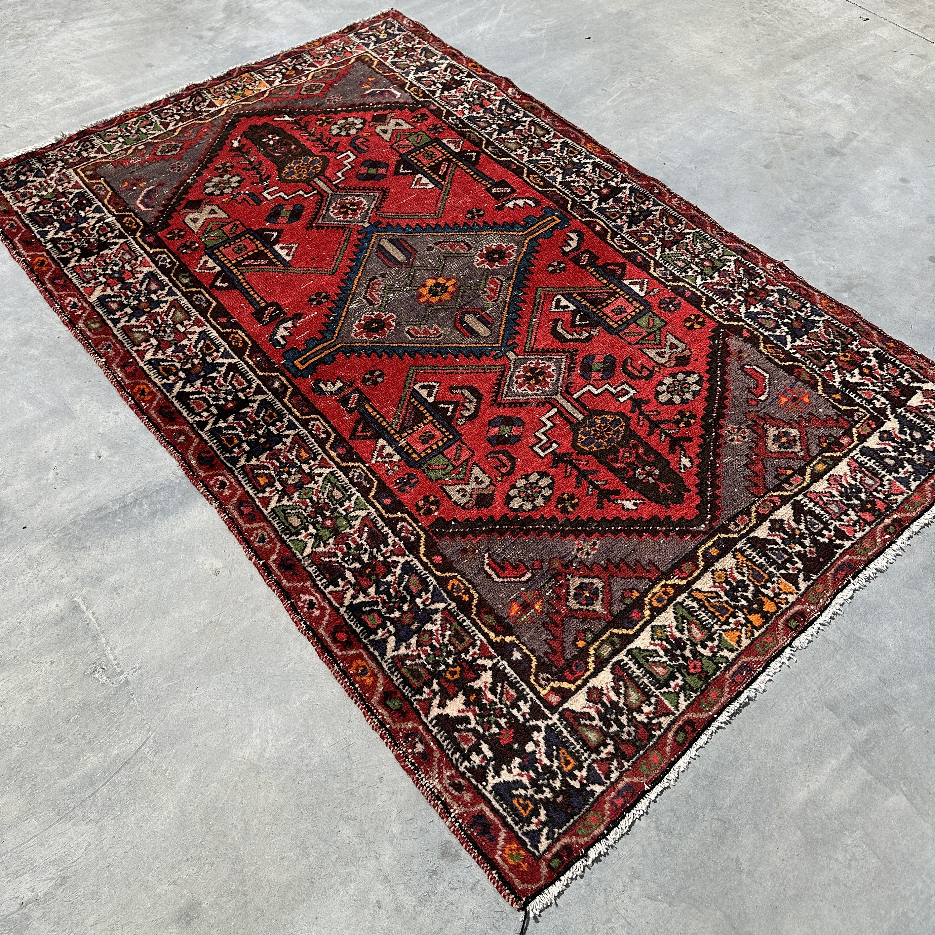 1970年代 ヴィンテージ・トルコラグ ラウンド orange/navy Vintage Rug, Area Rugs, Turkish Rug, Antique Anatolian Rugs