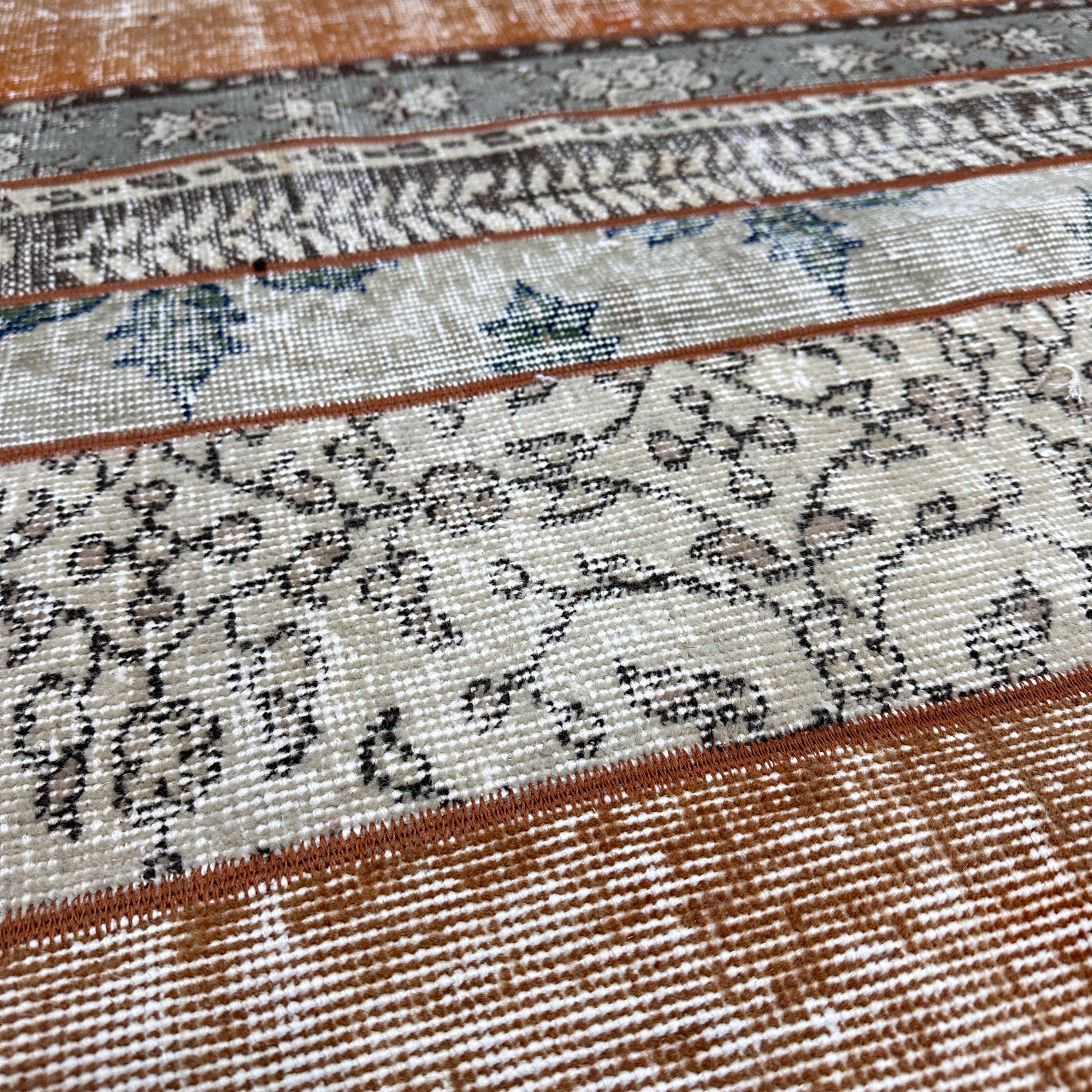 トルコラグ、ヴィンテージラグ、3x12ランナーラグ、パッチワークラグ