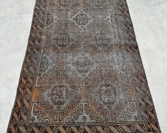 Vintage Rug, 4x6 ft Accent Rug, Turkish Rug, Muted Anatolian Rug, Rugs For Bedroom, 3.6x5.9 ft Brown Rug, Home Decor Rugs, Tribal Rug,