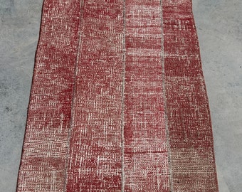 Patchwork Rug, Small Rugs, Turkish Rug, Vintage Rug, Anatolian Rugs, Rugs For Entry, 1.8x2.3 ft Beige Rug, Overdyed Rugs, Small Boho Rug,