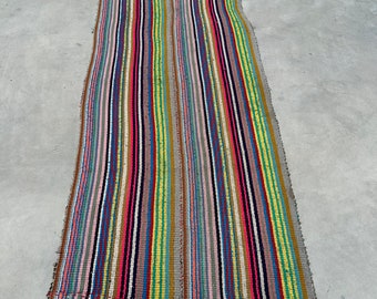 Accent Kilim, Striped Oushak Kilim, Turkish Kilim, Vintage Kilim, Rugs For Hallway, Antique Rug, Rainbow Kilim, Turkey Kilim, Bedroom Kilim,