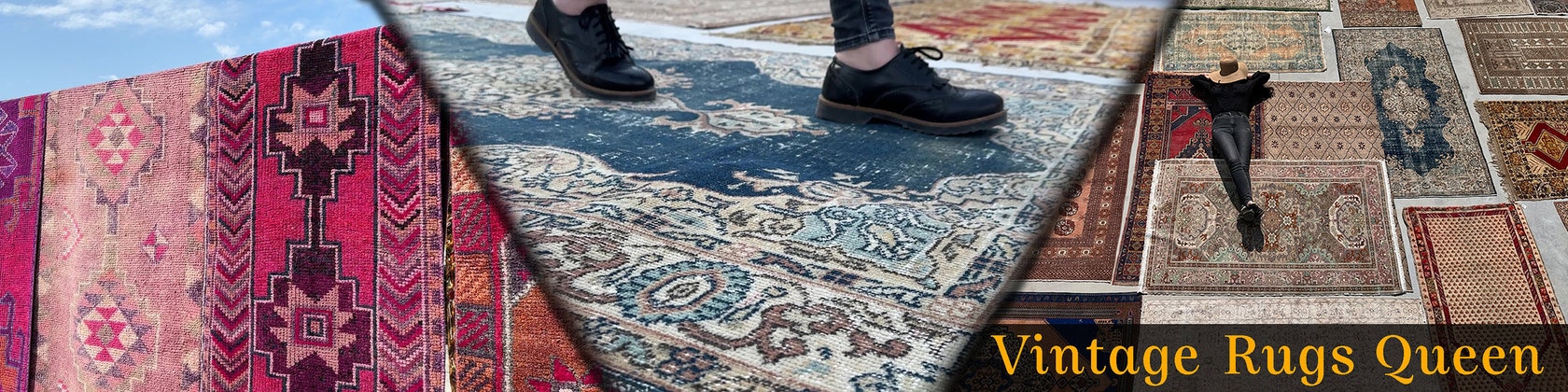 53.5×100 \"Lucky clover” ViNTAGE RUG Unique Eclectic Clover Motif Rug – ODIKA