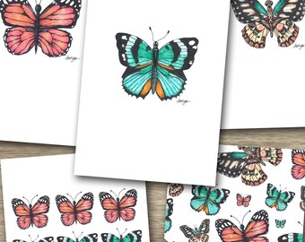 Butterfly Watercolor -  Set of Two 5x7's (You Choose Two)