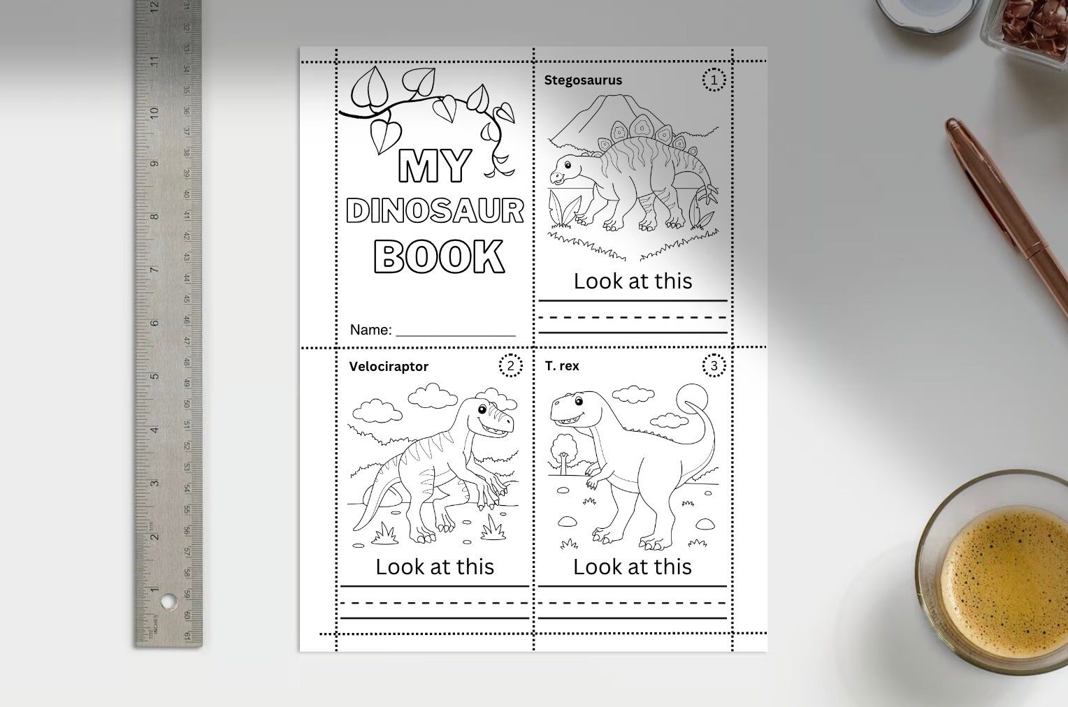 Mini Dinosaur Colouring and Writing Book Teaching Resource, Science ...